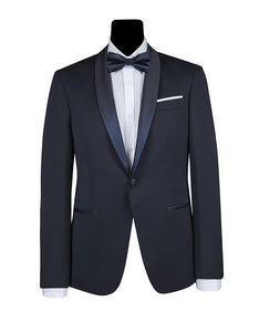 Men's Blue Satin Shawl Lapel Tuxedo