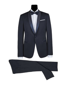 Men's Blue Satin Shawl Lapel Tuxedo