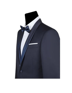 Men's Blue Satin Shawl Lapel Tuxedo