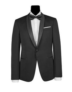 Men's Black Satin Shawl Lapel Tuxedo