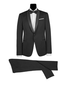 Men's Black Satin Shawl Lapel Tuxedo