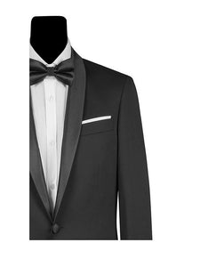 Men's Black Satin Shawl Lapel Tuxedo