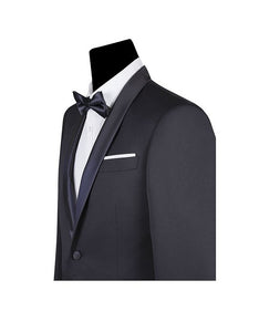 Men's Blue Navy Satin Shawl Lapel Tuxedo