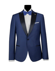 Men's Bluette Satin Peak Lapel Tuxedo