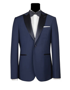 Men's Blue Satin and Wool Blend Tuxedo