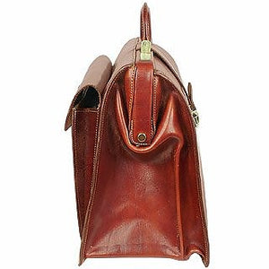 Cognac Italian Leather Buckled Medium Doctor Bag